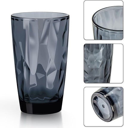 Topsky 16oz Plastic Tumblers Drinking Glasses Set of 4,Gray Acrylic Drinking Cups Wine Glasses Beverage Cups for Daily Use, Poolside, Outdoor&Indoor - Stackable,Dishwasher Safe,Easy to Clean