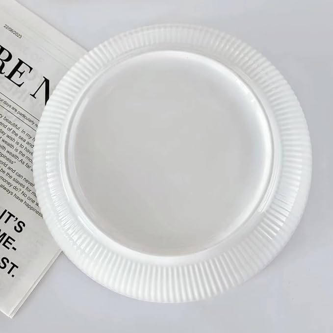 Set of 2 Serving Bowls- 9inch Extra Large Salad Bowls -Porcelain White Serving - Image 8
