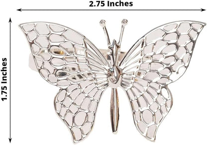 Efavormart 4 Pack | Metallic Silver Laser Cut Butterfly Napkin Rings, - Image 3