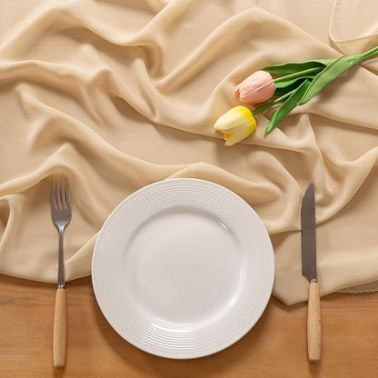 Champagne Chiffon Table Runner Summer Boho Wedding Birthday Party Decor | 14ft - Image 4