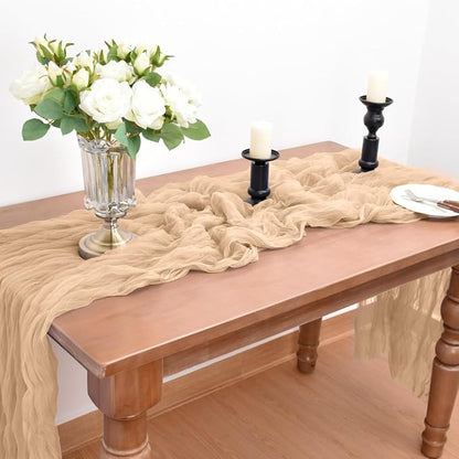 Champagne Cheesecloth Table Runner Cheese Cloth Wedding Birthday Home Decor | - Image 3