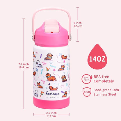 rockpapa 14 oz Kids Insulated Water Bottle，Stainless Steel Toddler Cups - Image 7