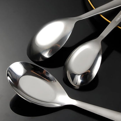 Flat Head Spoons, Korean style Flat Sugar Spoon,Thick Heavy Stainless Steel Table Spoons Dinner Spoon,Set of 4.