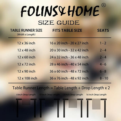FOLINS&HOME Black Waterproof Decorative Table Runner 36 Inches Long | 210GSM - Image 6