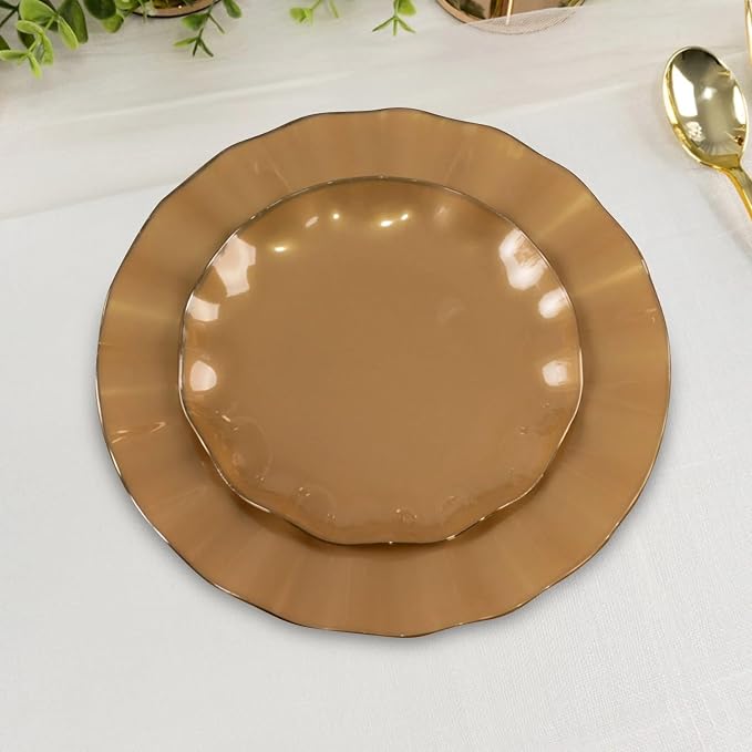 Efavormart 10 Pack | Gold 6" Round Plastic Dessert Salad Plates, Disposable by efavormart