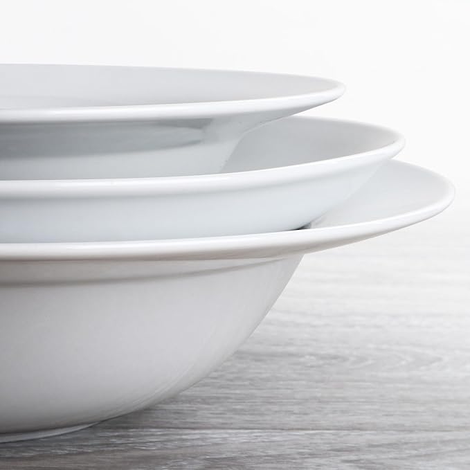 Pasta & Salad Bowls - 40oz White Ceramic Soup Plates - Set of 4 - Image 9