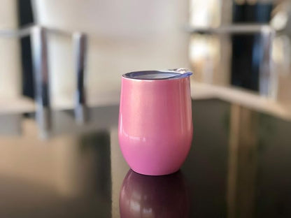CHILLOUT LIFE 12 oz Stainless Steel Tumbler with Lid & Gift Box - Wine Tumbler Double Wall Vacuum Insulated Travel Tumbler Cup for Coffee, Wine, Cocktails, Ice Cream - PINK SPARKLE