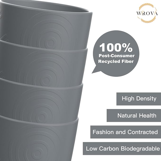 Wrova Wheat Straw Cups 8 PCS Good Alternative to Plastic Reusable Cups 12 oz - Image 4