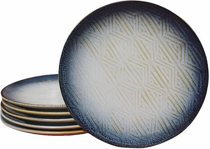 8” Stoneware Coupe Appetizer Plates with Reactive Glaze Finish, Dishwasher Microwave Oven Safe, for Salad, Dessert, Steak, Pasta (set of 6) (8" reactive glaze plates)