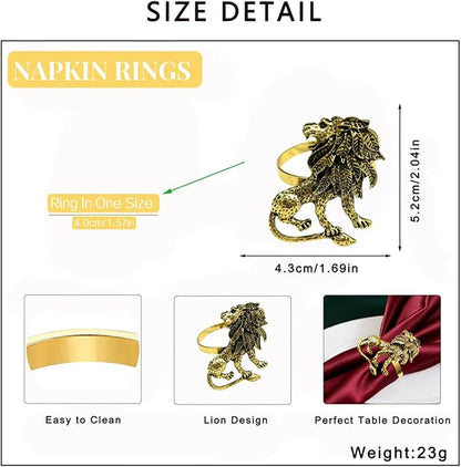 Animal Lion Napkin Rings Set of 6 Africa Leopard Napkin Holder - Image 7