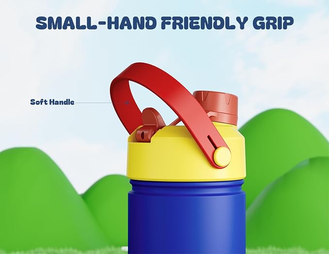 12 oz Insulated Water Bottle for Kids: 2-in-1 Straw Spout Lid, Spill-proof - Image 5