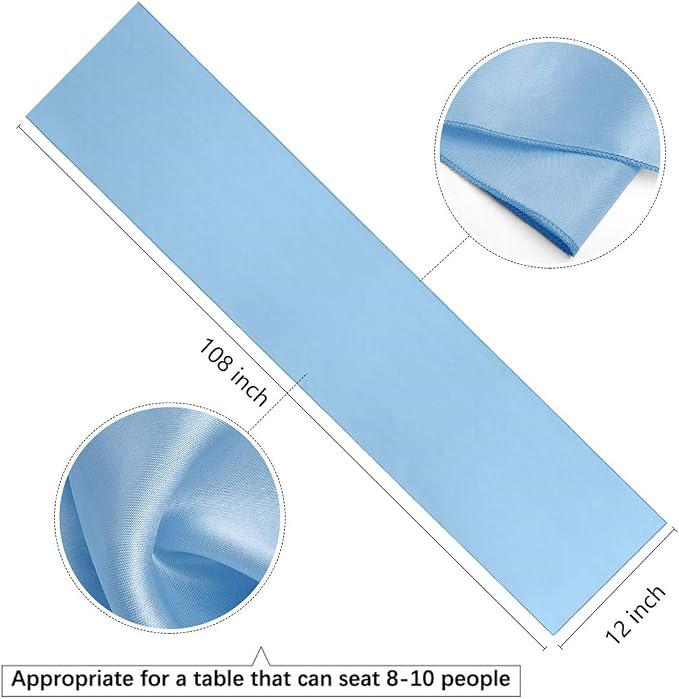 Baby Blue Table Runners 16 Pack 12x108 inch Silk Satin Smooth Fabric | Satin - Image 5