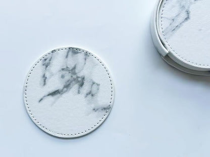 Set of 6 Leather Coasters, Round Coasters - Image 4