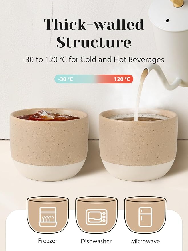 INGOFIN Ceramic Espresso Cup Set of 4-4.2 oz Espresso Cup - Image 3