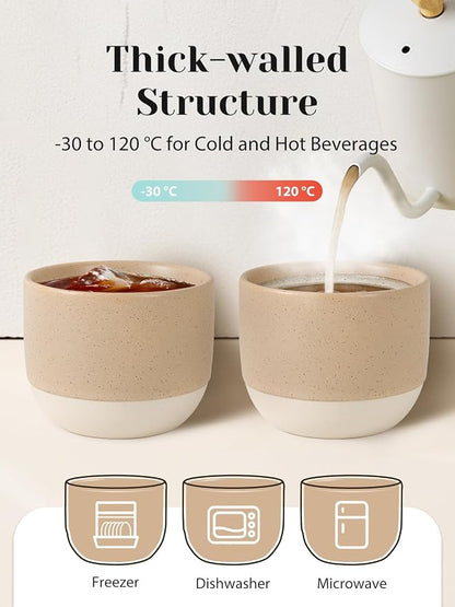 INGOFIN Ceramic Espresso Cup Set of 4-4.2 oz Espresso Cup - Image 3
