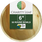 Charity Leaf Disposable Palm Leaf 6" Round Bowl (50 pcs) Dipping Bowls | Bamboo Like| All Natural and Biodegradable | Charcuterie Boards, BBQs, and Parties