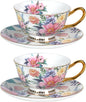 KAMMAK Tea Cups and Saucers Set of 2, Porcelain Coffee Cups, JBE018 | Stackable by KAMMAK