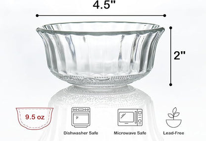 HillSpring Small Glass Bowls for Dessert, or Nuts, 4.5" Textured Bowls Set for - Image 7