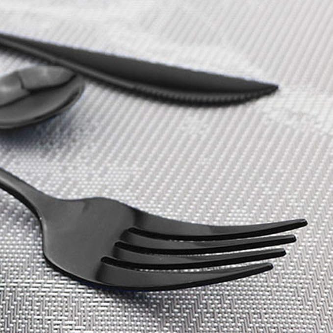 Shiny Black Silverware Set, JASHII 30-Piece Stainless Steel Satin Finish - Image 7