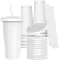 24 oz Plastic Cups With Lids and Straws, Sturdy & Food-Safe Iced Coffee Cups by Unknown