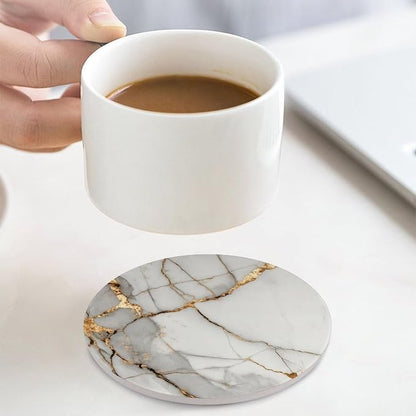 Minimalist White Marble Coasters Set of 4 Absorbent Coasters - Image 8