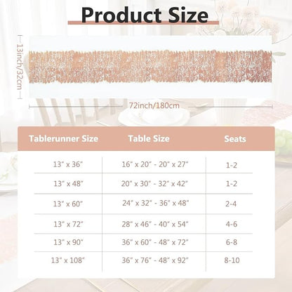 Metallic Style Rose Gold Table Runner, Table Runners 72 Inches Long | Cotton - Image 7