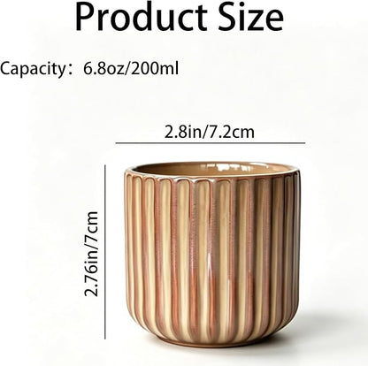 Japanese Ceramic Mug, Vintage Tea Cup 6oz Striped Cup No Handle Drinking Cup - Image 3