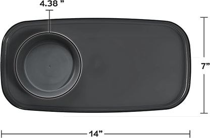 madesmart dipware Small Serving Plate, Stackable & Removable Dip Bowl for Salsa, Queso, Salad, Olives, Dishwasher & Microwave Safe, Multipurpose Plate & Bowl, Carbon
