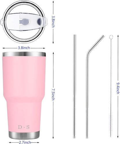 D·S 30 oz Pink Tumbler Double Wall Vacuum Insulated Travel Coffee Mug | Double - Image 2