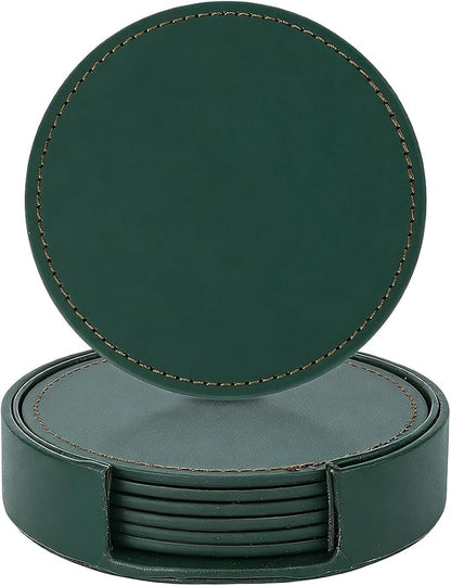 6PCS 4 Inch PU Leather Round Cup Holders Leather Coasters - Image 7