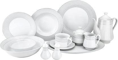 Euro Porcelain 57-pc Banquet Dinnerware Set, Luxury China Tableware, Service for 8 (1330P), 6664-20