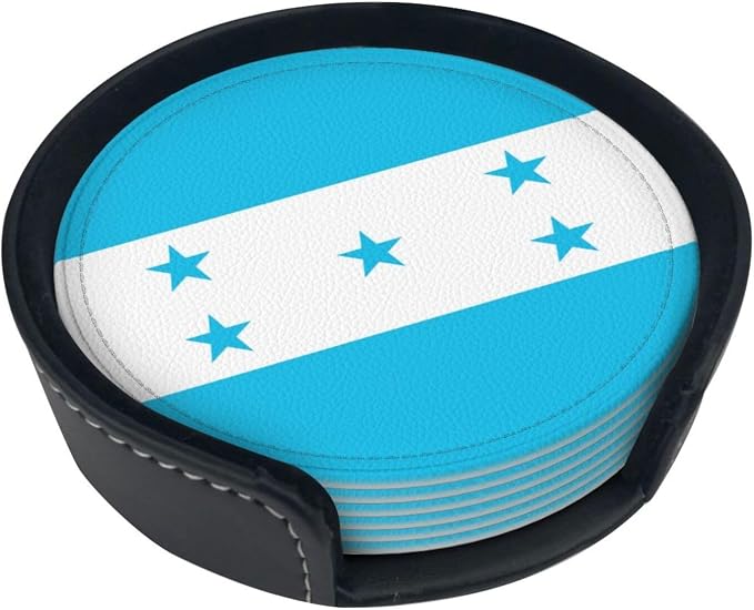 6 Pack Honduras Flag Leather Coaster - Image 2