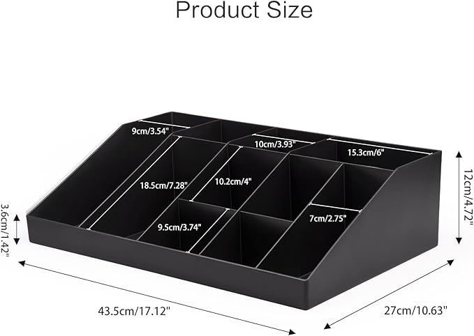 SZQINJI Coffee Condiment Organizer Holder 10-Compartment Black | Coffee - Image 3