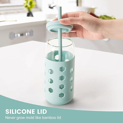 Mrsdry 20 oz Glass Cups with Lids and Straws - Image 8