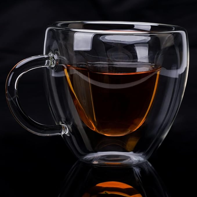 Heart Shaped Double Walled Insulated Glass Coffee Mugs or Aesthetic Tea Cups - Image 4