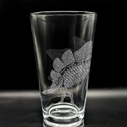 LumEngrave STEGOSAURUS SKELETON Engraved Beer Pint Glass | Dino Dinosaur Jurassic Paleontology | Great Gift Idea!