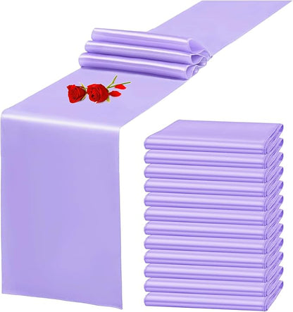 12 Pack Lavender Satin Table Runner 12 x 108 Inch Long Premium Table Runners by YMHPRIDE