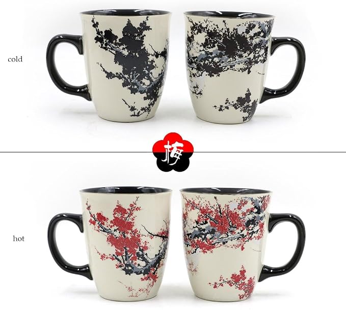 Color Changing Heat Sensitive Magic Funny Art Mug Large Coffee Tea Plum Blossom - Image 7