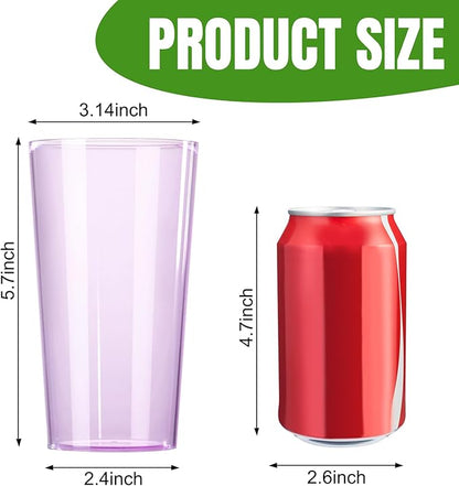 Liacere Color Plastic Drinking Glasses - (Set of 12) 18oz Color Plastic Glasses Colors Reusable，Kitchen Water Glasses Cup, Bar Tumbler Glassware Set for Beer, Juice, Cocktail, Whiskey, Milk