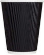 Karat 12 oz Ripple Insulated Coffee Cup Black Disposable Paper Hot Cup by Karat