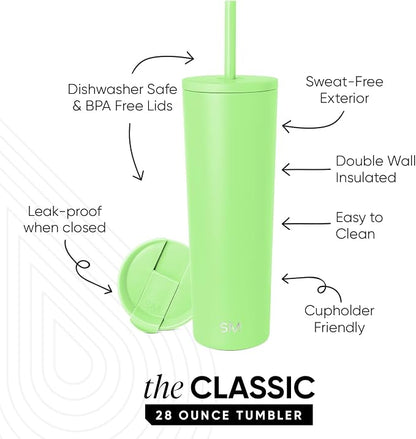Simple Modern Iced Coffee Tumbler, Insulated | 28oz | Green | Reusable - Image 2