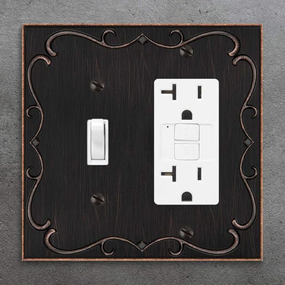 French Cabriole Decorative Wall Plate Switch Plate Outlet Cover (Toggle/Decorator, Aged Bronze)