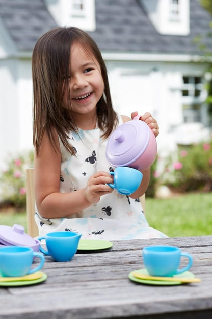 Green Toys Tea Set, Motor Skills, Language & Communication Kids Role Play Toy. - Image 3