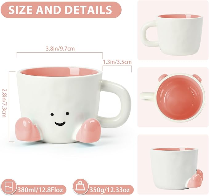 Coffee Mugs, Cute funny Mug For Women, 380ml Unique Ceramic Coffee Tea Cups - Image 4