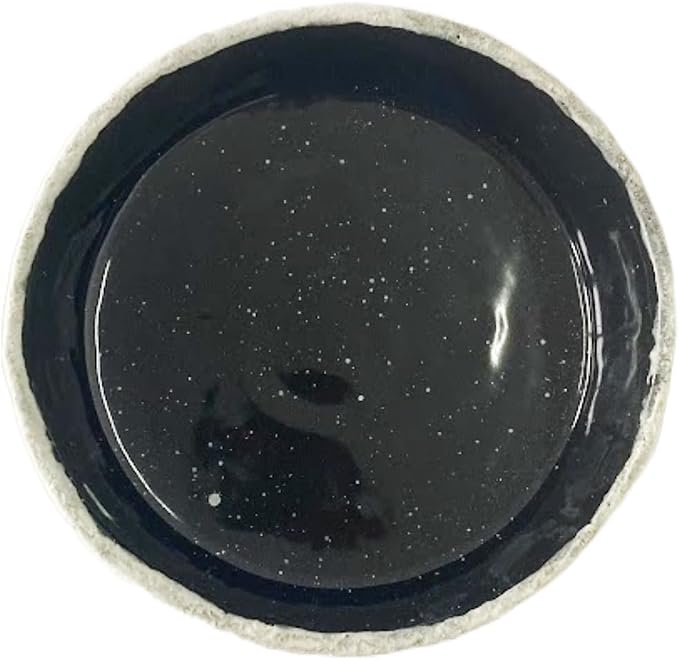 Ceramic Tableware, Rustic White and Glossy Jet-Black Speckled, Hand Glazed by Roro