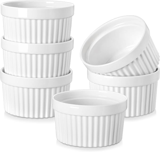 MALACASA Ramekins 12 oz Oven Safe, Porcelain Creme Brulee Ramekins Pudding by MALACASA