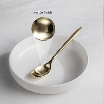 JazzUpCo Ava Flatware Flatware non toxic 18/10 stainless steel dishwasher safe (Matte Champagne Gold, 12 Person Set (60 Pieces))