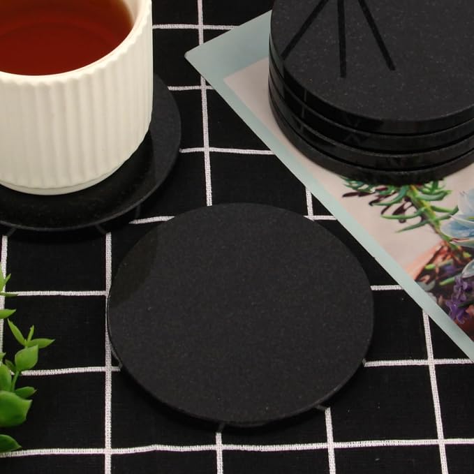 Natural Marble Coasters Set of 4, 4 inch Round Stone Coasters - Image 9