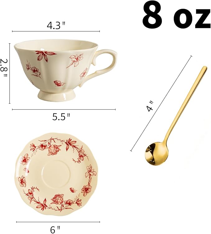 Vintage Fancy Porcelain Tea Cup and Saucer Set - Image 3