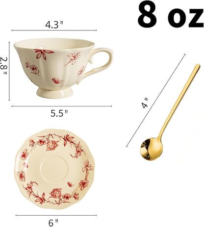 Vintage Fancy Porcelain Tea Cup and Saucer Set - Image 3